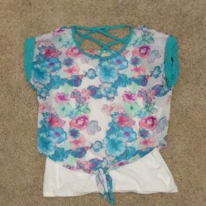 Short Sleeve Shirt with Under White Tank Top